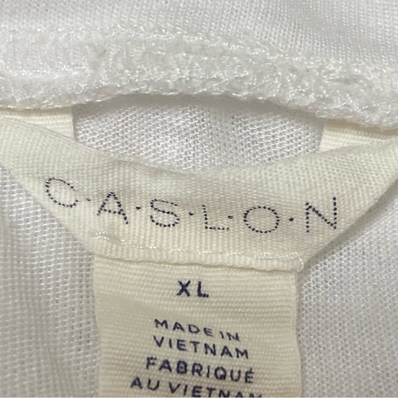 Caslon White Burnout Side Tie Scoop Neck T Shirt Size XL Boho Casual - Picture 10 of 12